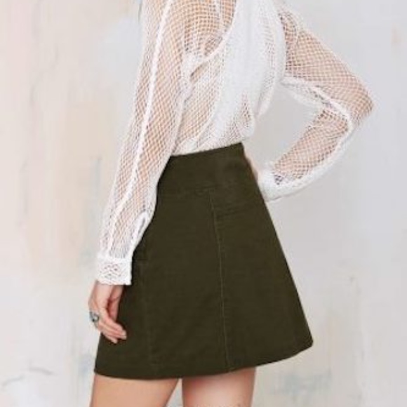 ❌SOLD❌Nasty Gal Military Green Denim Mini Skirt - Picture 2 of 7